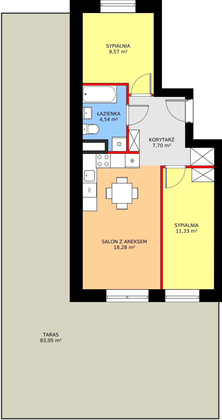 3 pokoje, mieszkanie 51,42 m², parter, oferta nr B5-33, Osiedle Dolina Cisów B4 i B5, Wasilków, ul. Nadawki