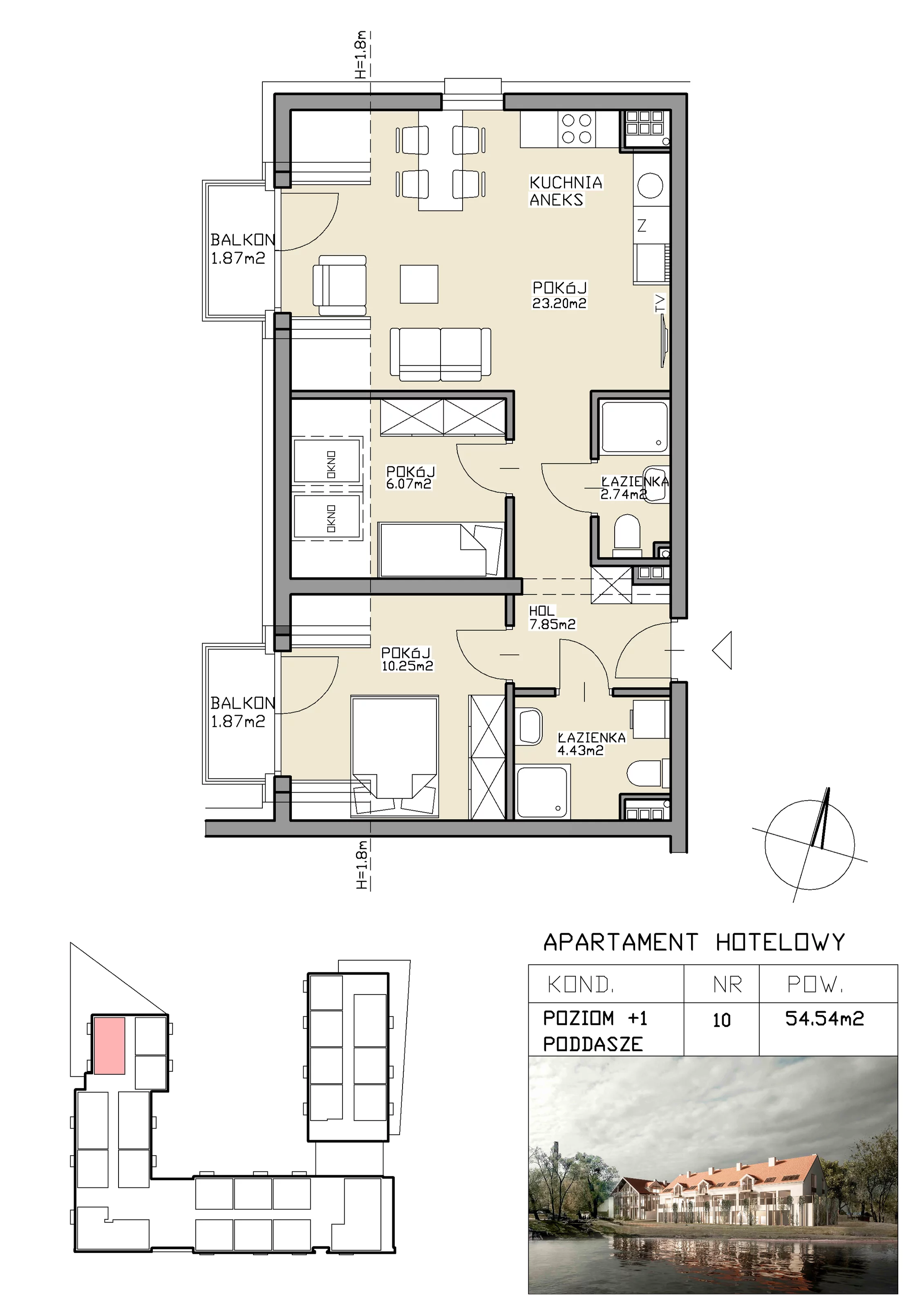 3 pokoje, apartament inwestycyjny 54,54 m², piętro 1, oferta nr 10, Apartamenty Zdrój, Supraśl, ul. Stanisława Konarskiego