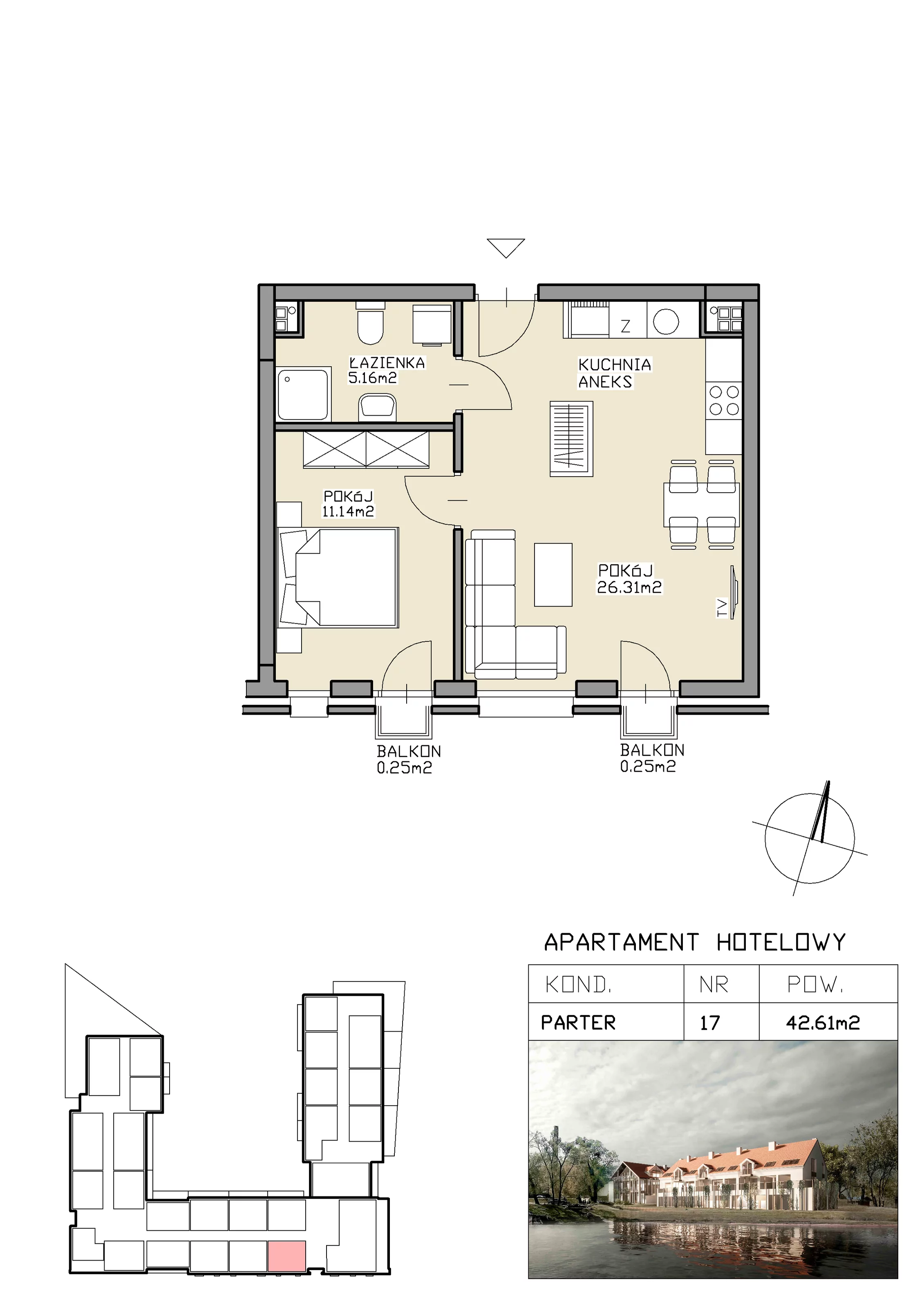 2 pokoje, apartament inwestycyjny 42,61 m², parter, oferta nr 17, Apartamenty Zdrój, Supraśl, ul. Stanisława Konarskiego