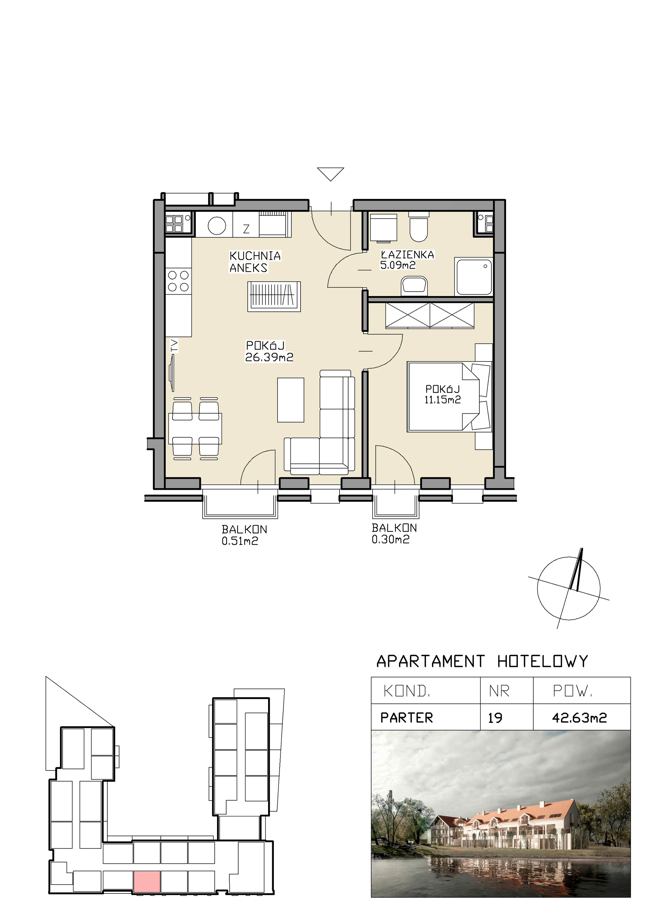 2 pokoje, apartament inwestycyjny 42,63 m², parter, oferta nr 19, Apartamenty Zdrój, Supraśl, ul. Stanisława Konarskiego