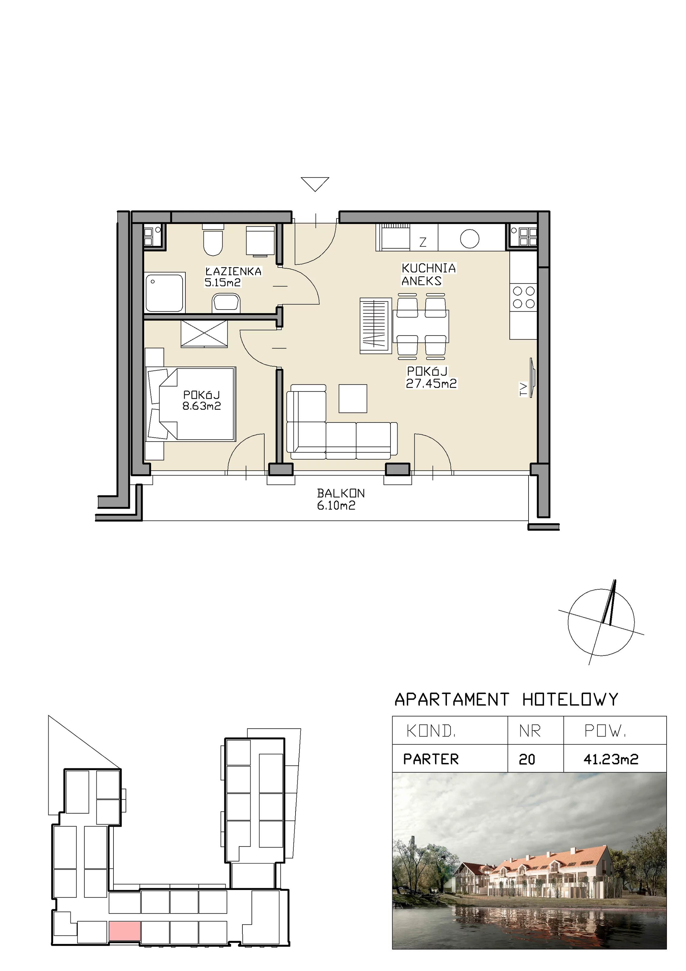 2 pokoje, apartament inwestycyjny 41,32 m², parter, oferta nr 20, Apartamenty Zdrój, Supraśl, ul. Stanisława Konarskiego