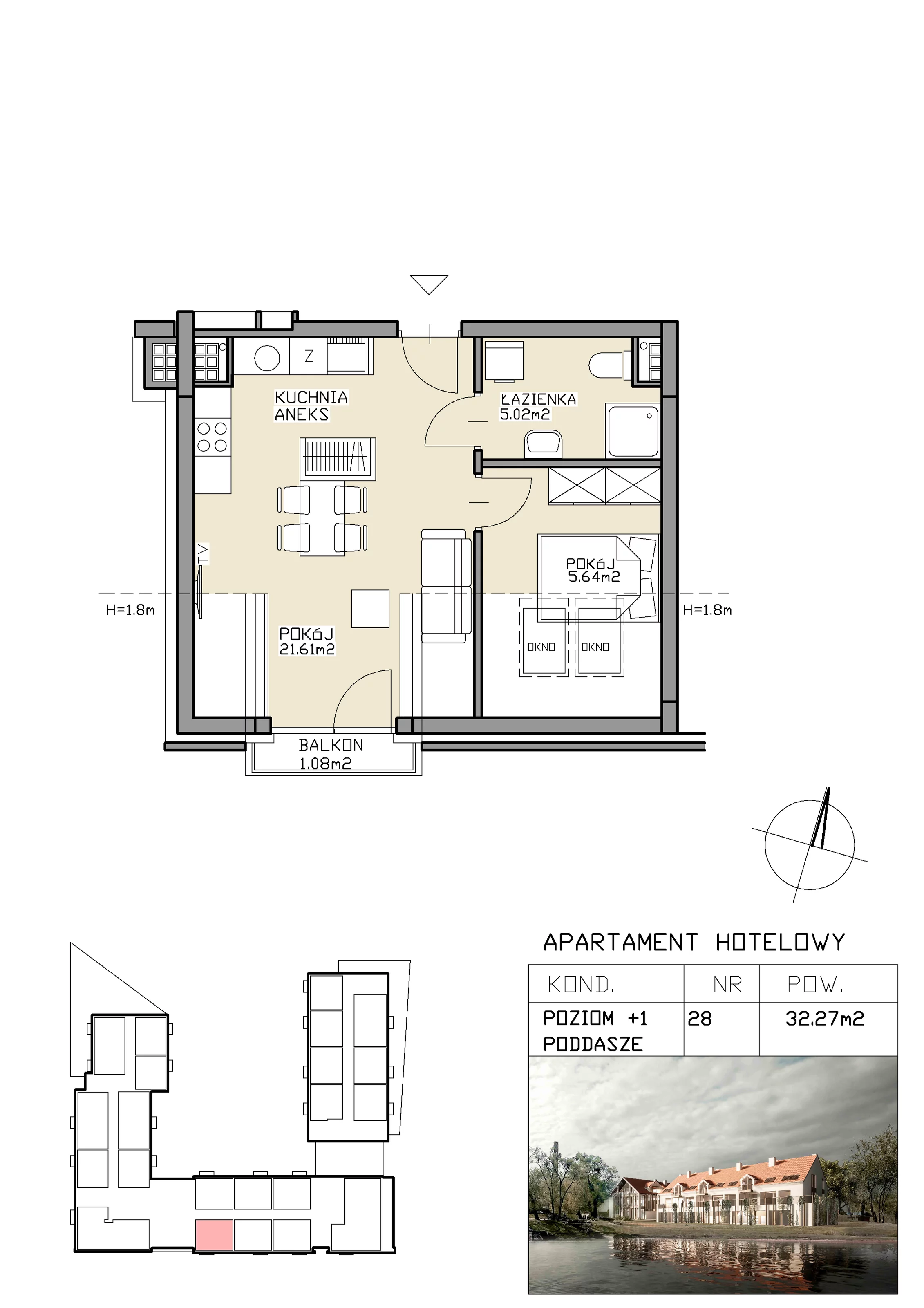 2 pokoje, apartament inwestycyjny 32,27 m², piętro 1, oferta nr 28, Apartamenty Zdrój, Supraśl, ul. Stanisława Konarskiego