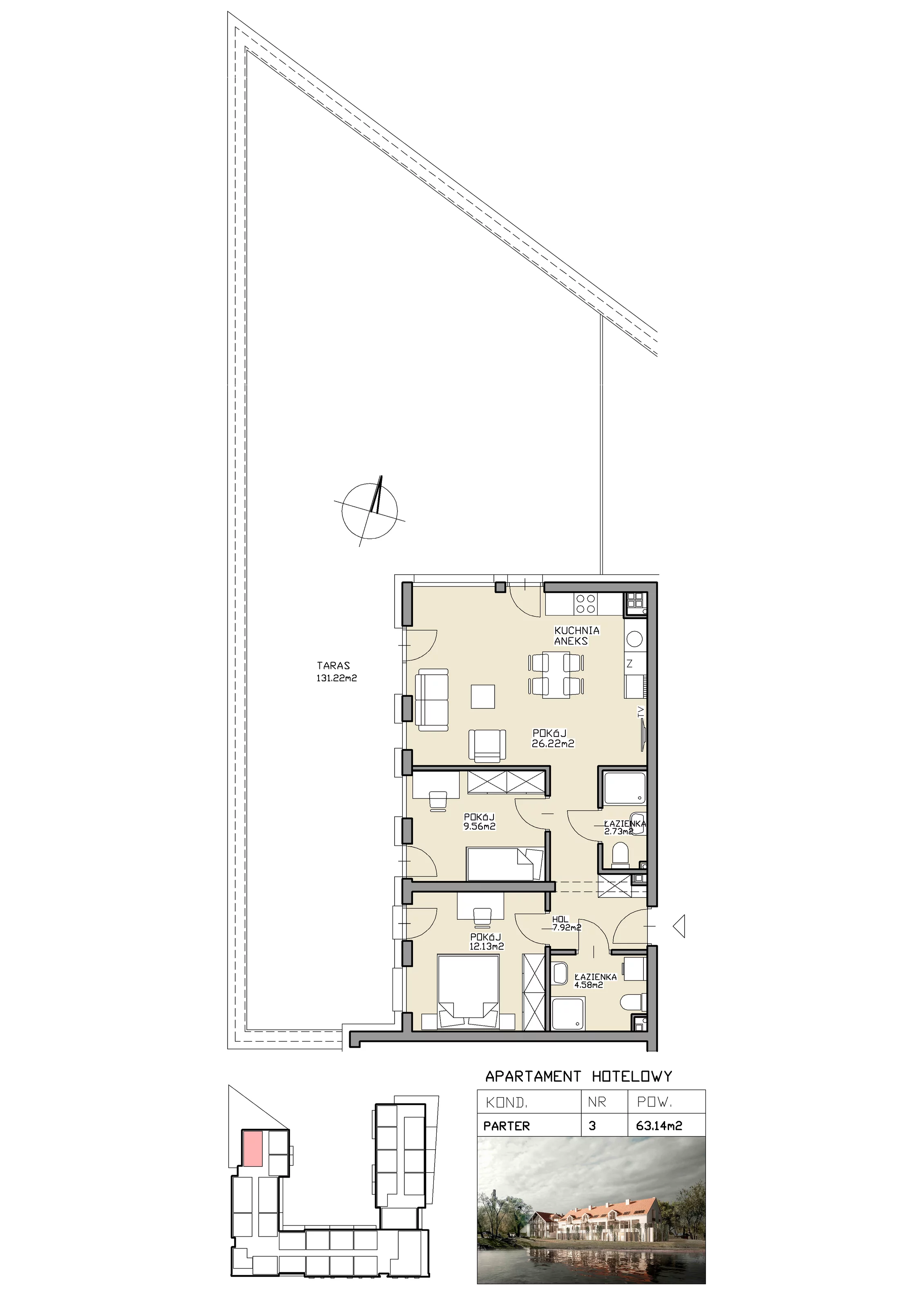 3 pokoje, apartament inwestycyjny 63,14 m², parter, oferta nr 3, Apartamenty Zdrój, Supraśl, ul. Stanisława Konarskiego