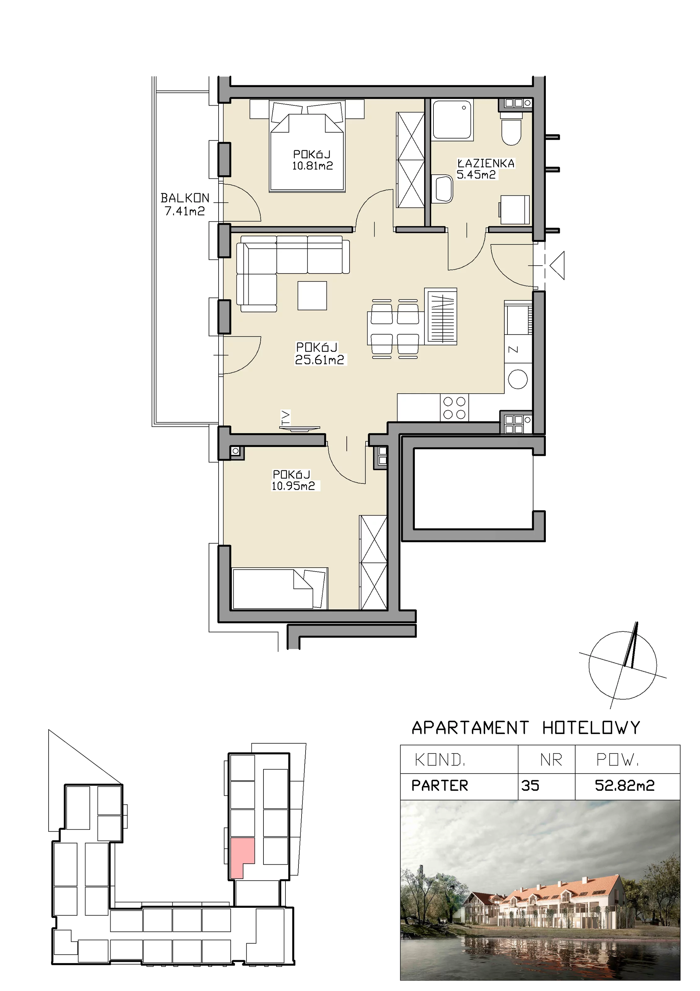 3 pokoje, apartament inwestycyjny 52,82 m², parter, oferta nr 35, Apartamenty Zdrój, Supraśl, ul. Stanisława Konarskiego