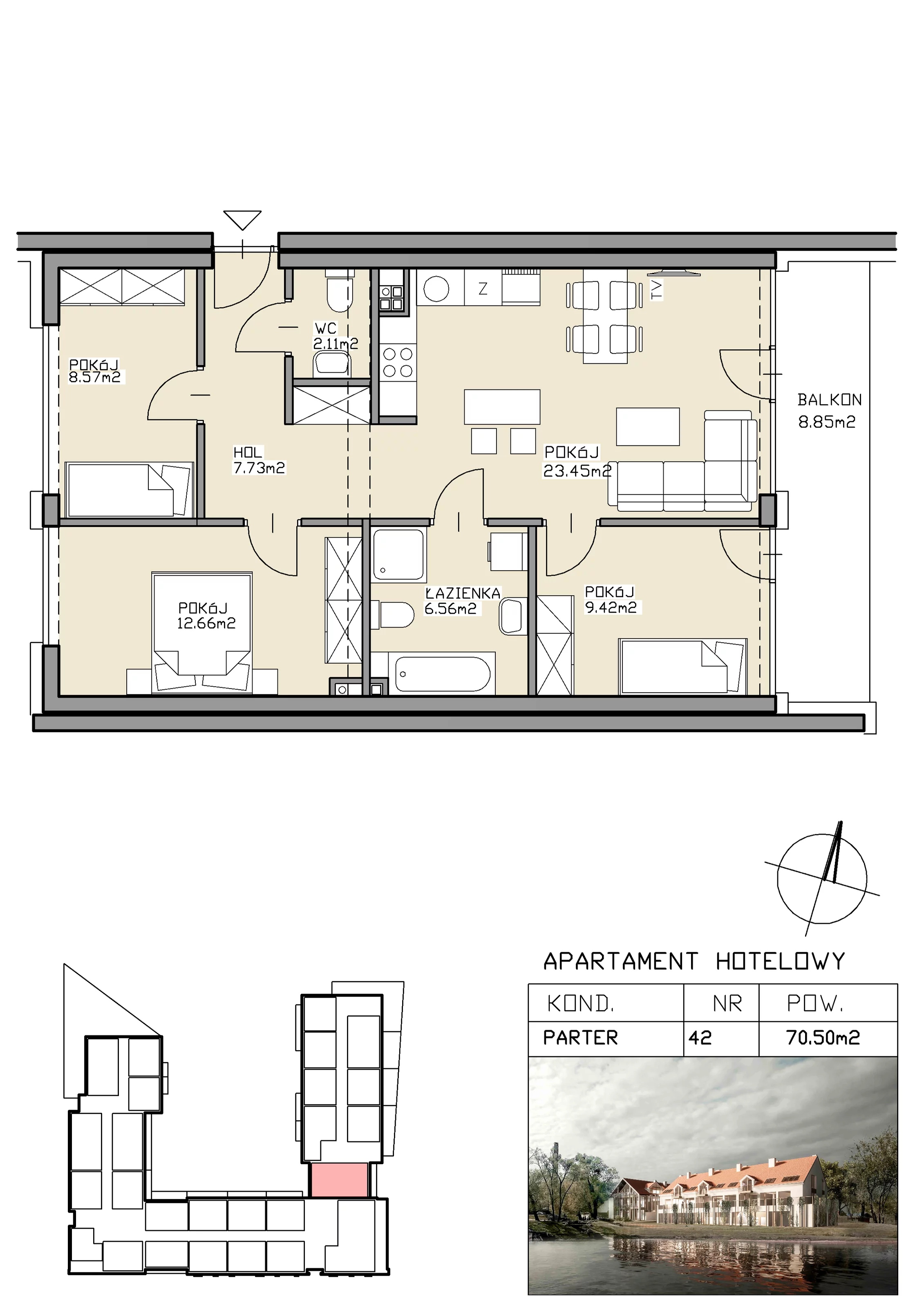 4 pokoje, apartament inwestycyjny 70,50 m², parter, oferta nr 42, Apartamenty Zdrój, Supraśl, ul. Stanisława Konarskiego