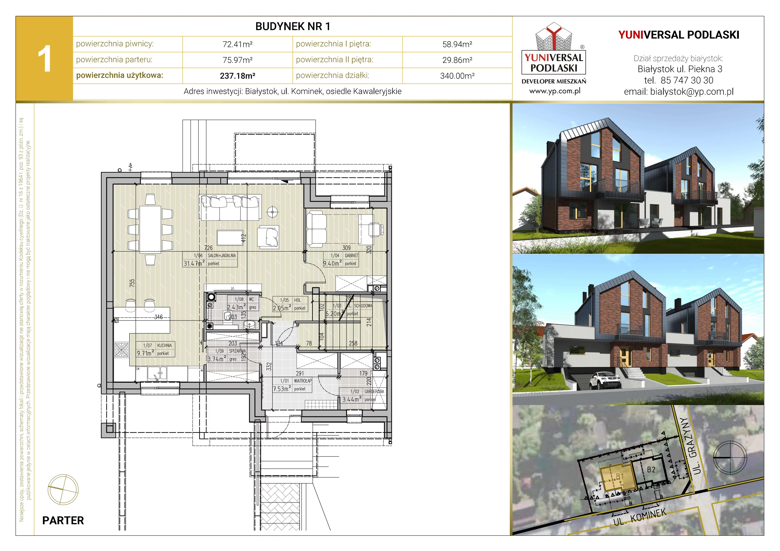 Dom 237,18 m², oferta nr 1, Kominek Nowe Miasto, Białystok, Kawaleryjskie, ul. Kominek 10