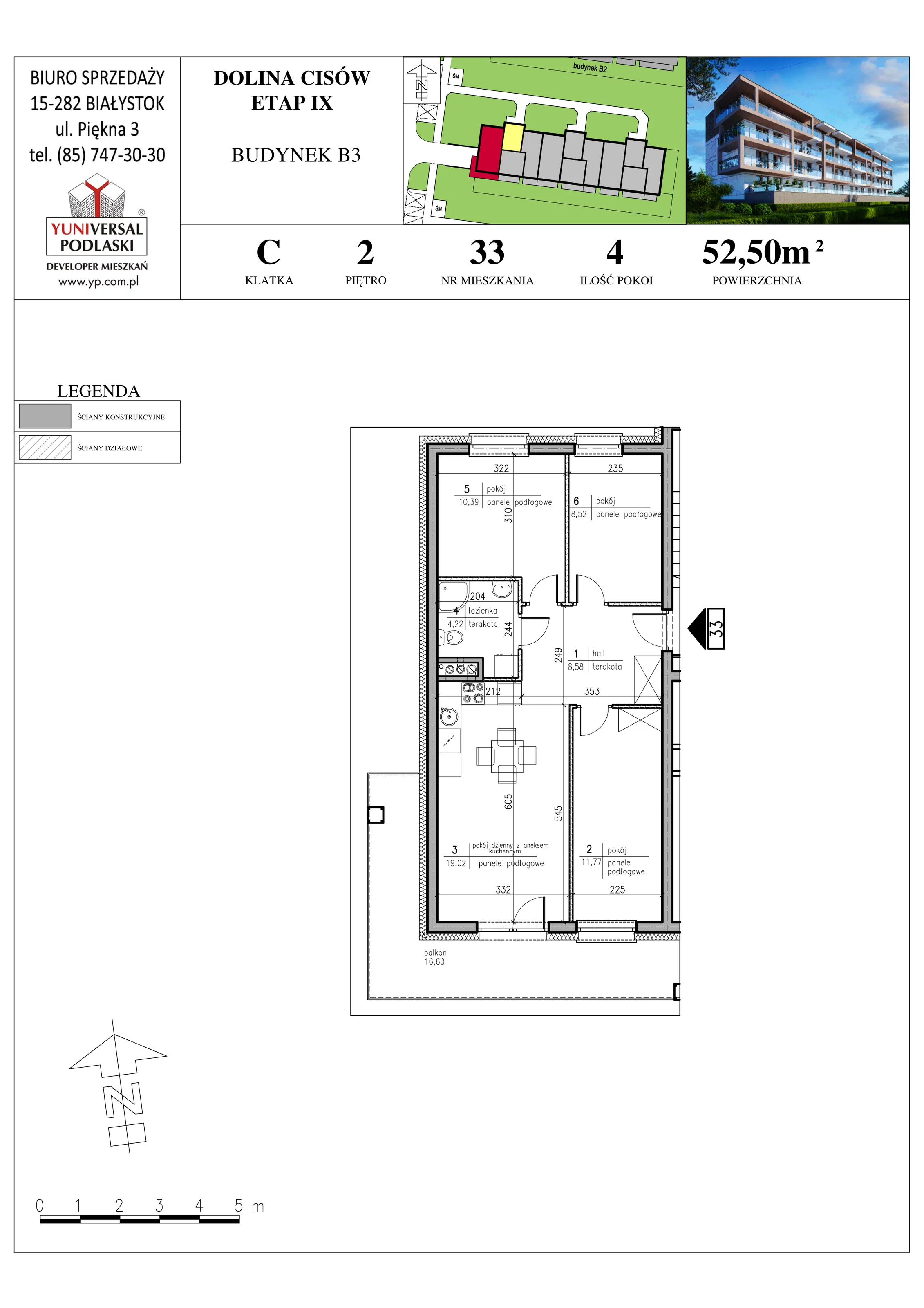 Mieszkanie 62,50 m², piętro 2, oferta nr B3-33, Osiedle Dolina Cisów - Etap IX, Wasilków, ul. Nadawki