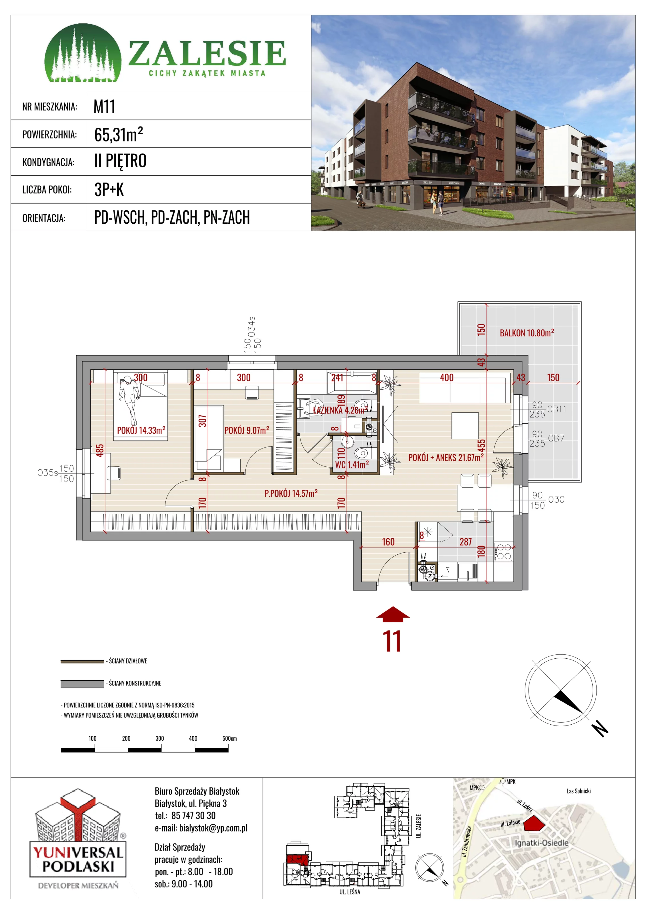 Mieszkanie 65,31 m², piętro 2, oferta nr 11, Zalesie, Ignatki-Osiedle, ul. Leśna