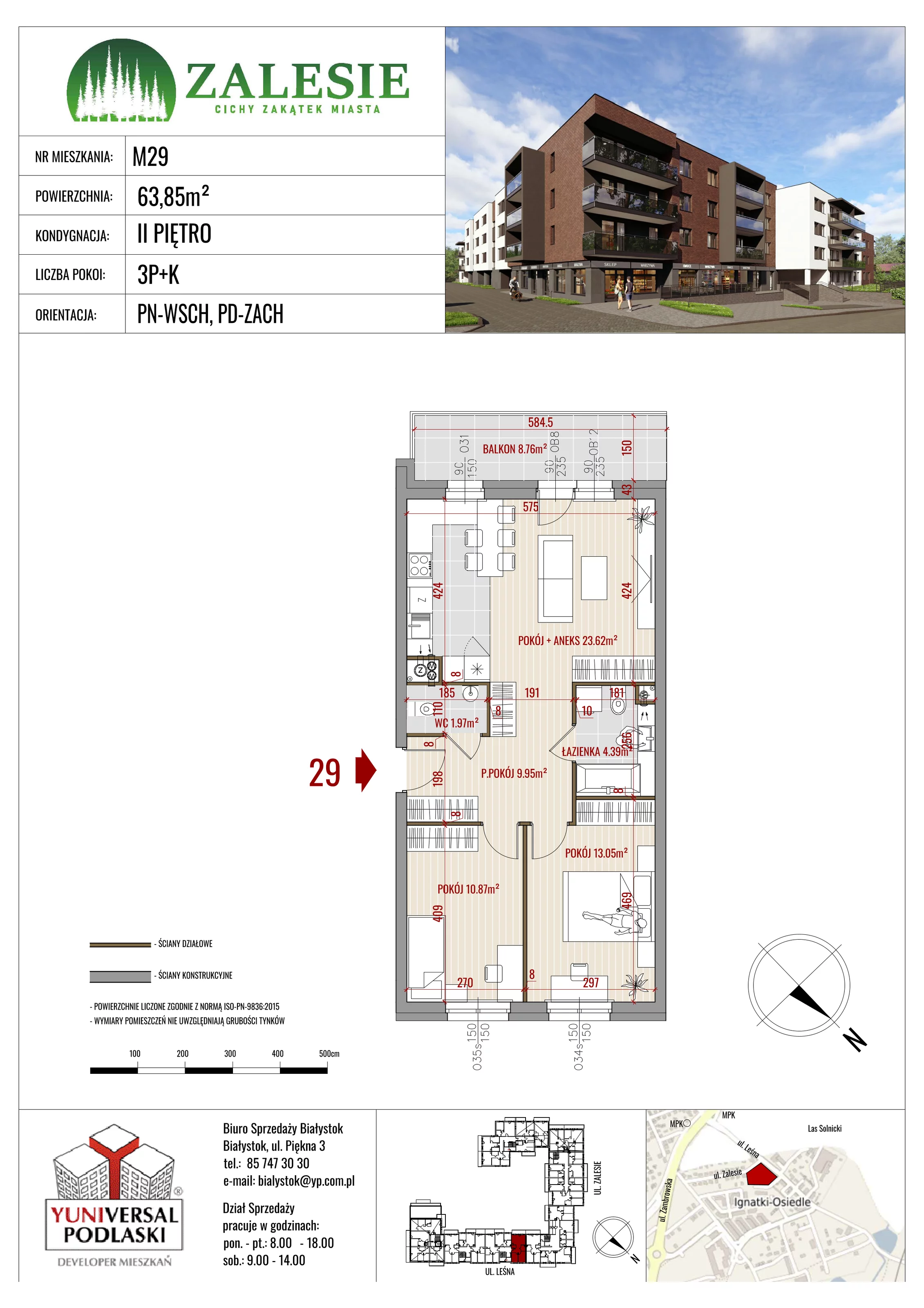 Mieszkanie 63,85 m², piętro 2, oferta nr 29, Zalesie, Ignatki-Osiedle, ul. Leśna