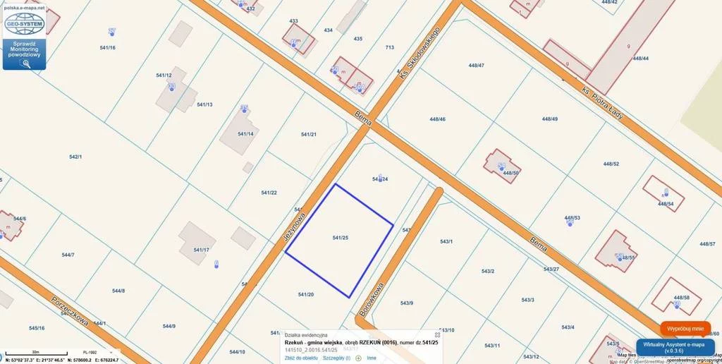 Działka 1 571,00 m², oferta nr , 43136/3186/OGS, Rzekuń, Jeżynowa
