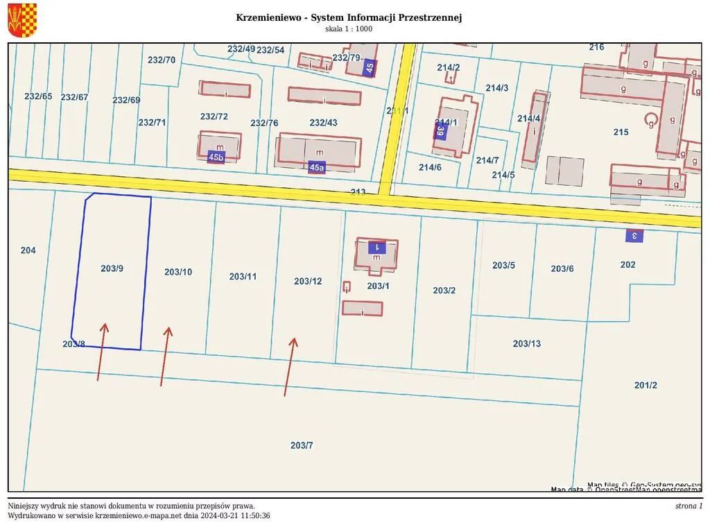 Działka 1 524,00 m², Oporówko, Sprzedaż