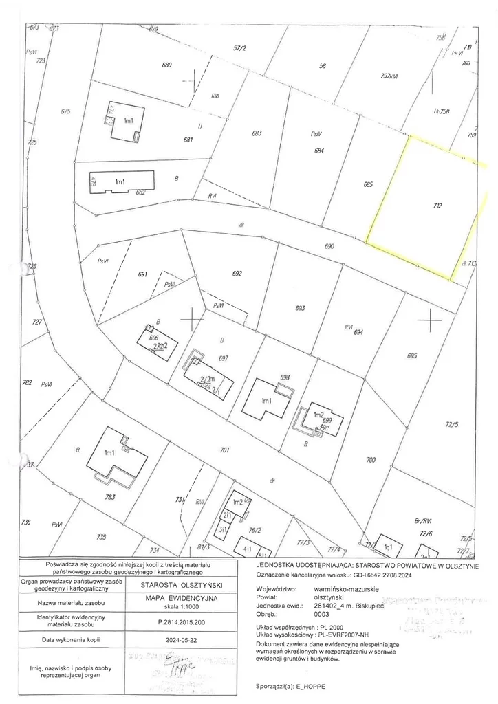 Działka 1 863,00 m², Biskupiec, Skauta, Sprzedaż