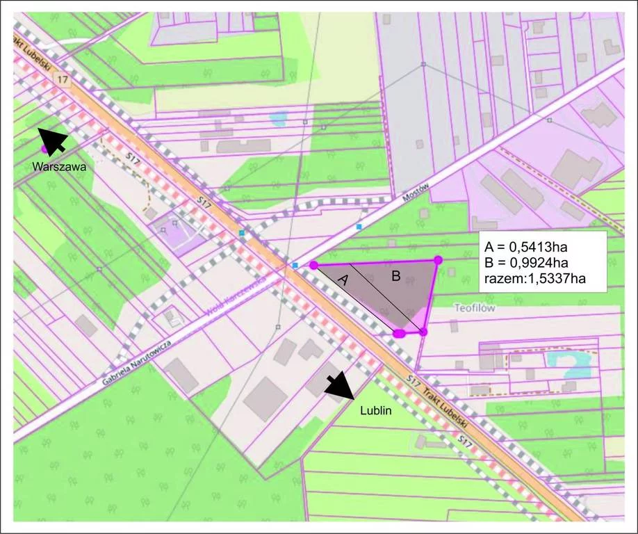 Działka 15 337,00 m², oferta nr , 42643/3186/OGS, Wola Ducka, Trakt Lubelski