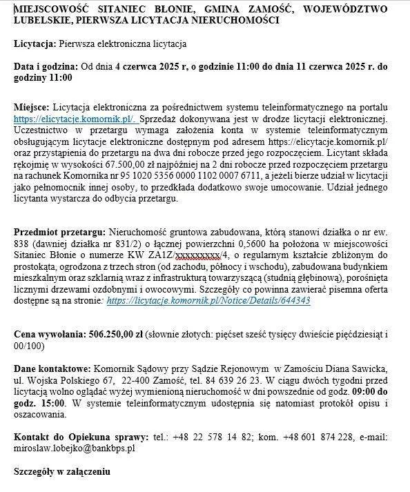 Działka 5 600,00 m², Zamość, Sprzedaż