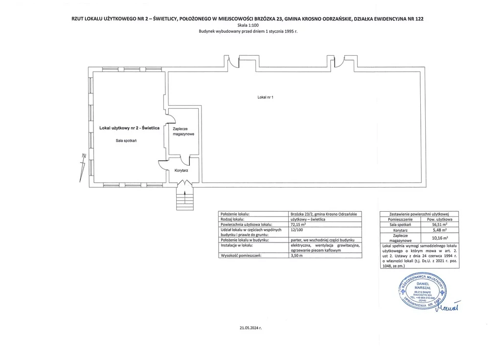 Lokal użytkowy 72,15 m², oferta nr , 2611/3186/OLS, Brzózka