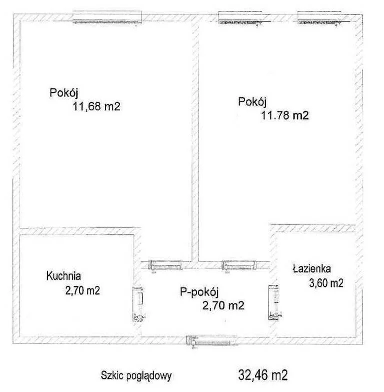 Mieszkanie dwupokojowe 32,46 m², Świnoujście, Krzywa, Sprzedaż