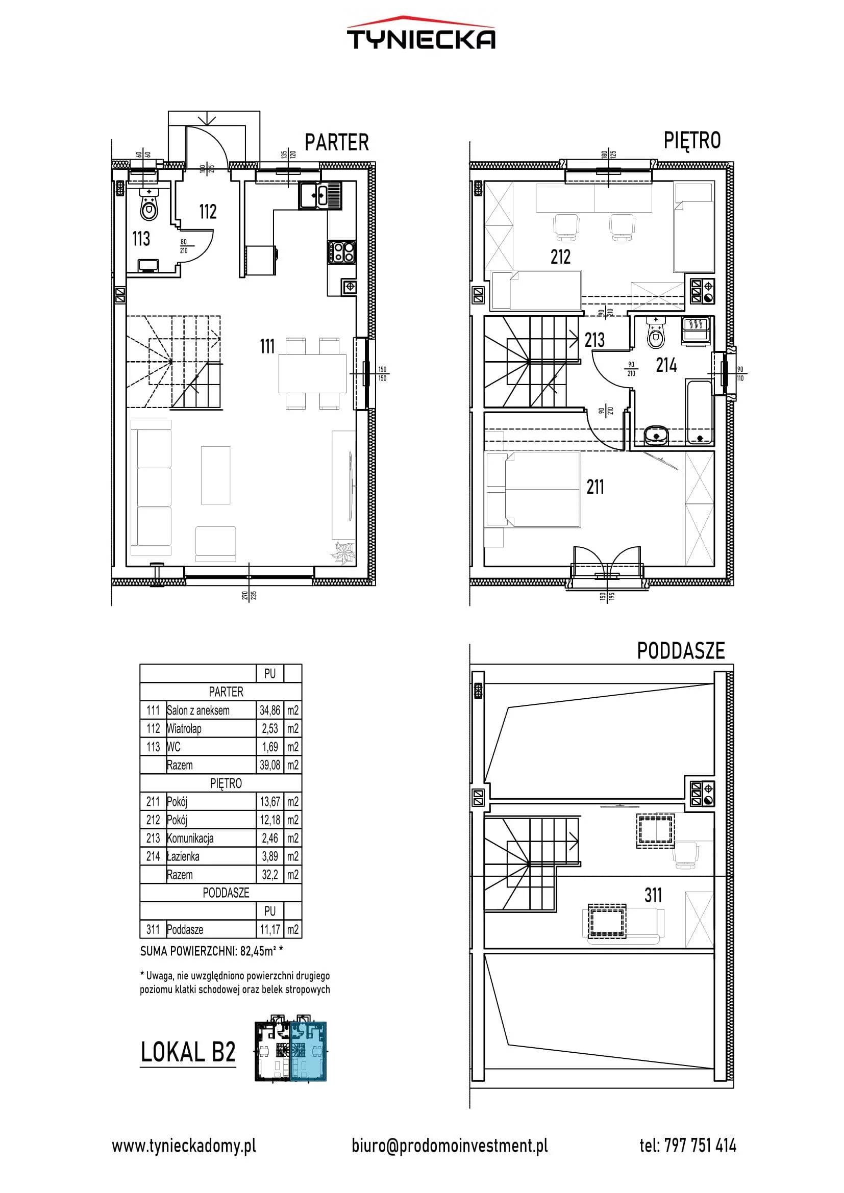 Dom 82,45 m², oferta nr B2, Tyniecka, Kraków, Dębniki, Kostrze, ul. Tyniecka 167