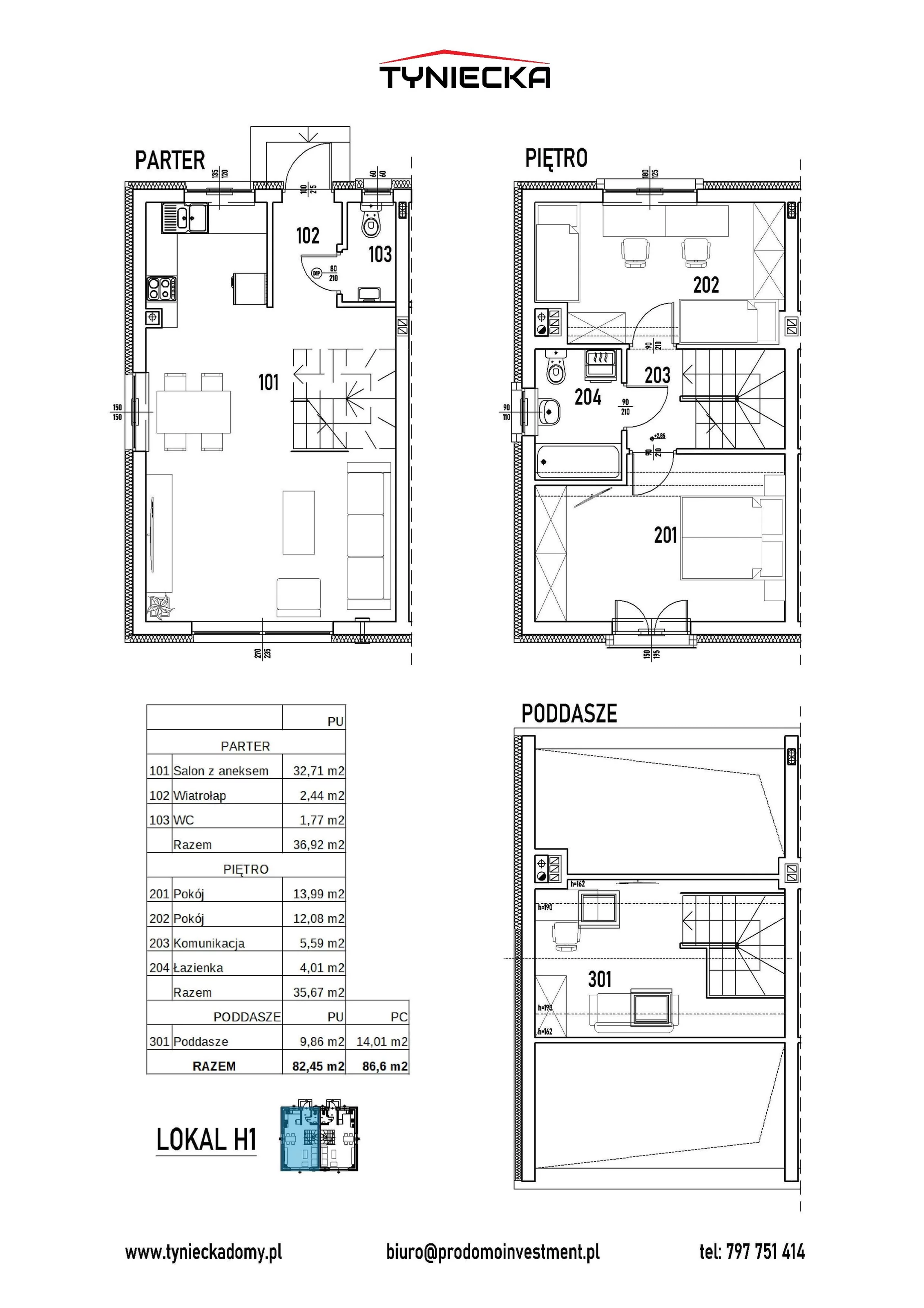 Dom 82,45 m², oferta nr H1, Tyniecka, Kraków, Dębniki, Kostrze, ul. Tyniecka 167