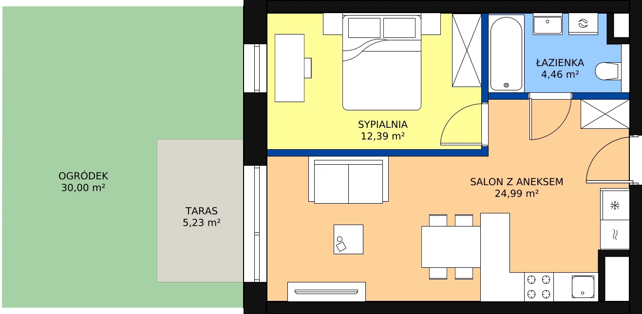 Zalety mieszkania 43.28 m², C3