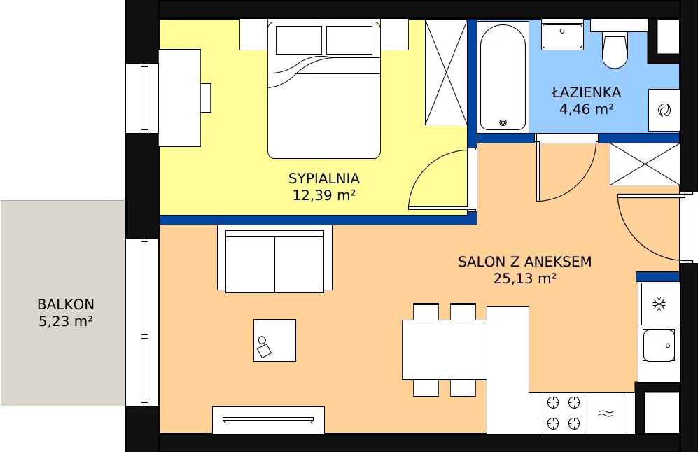 Zalety mieszkania 43.48 m², C8