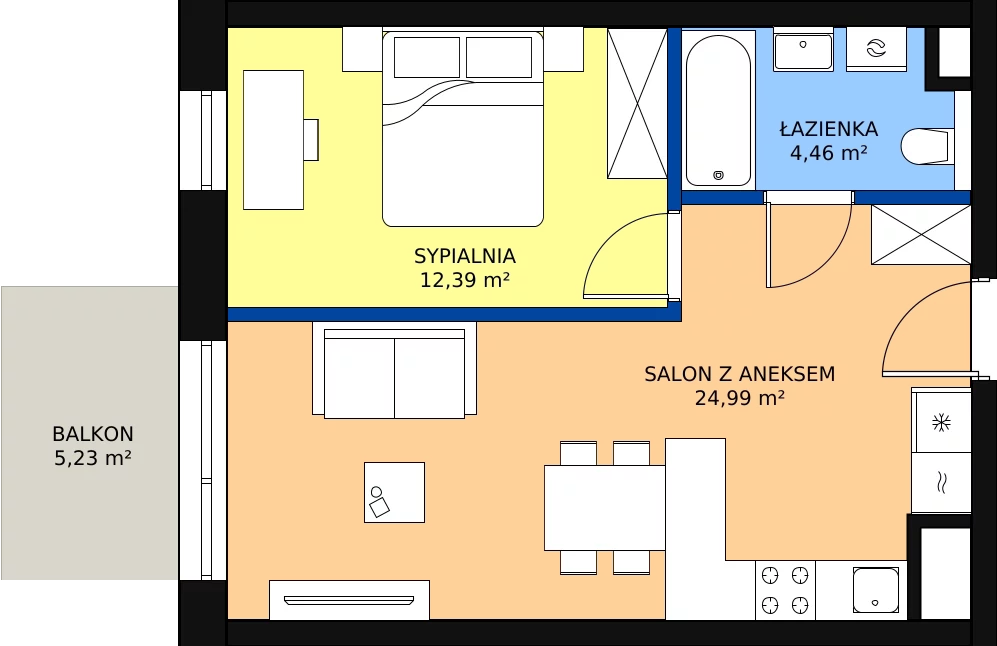 Zalety mieszkania 43.28 m², C9