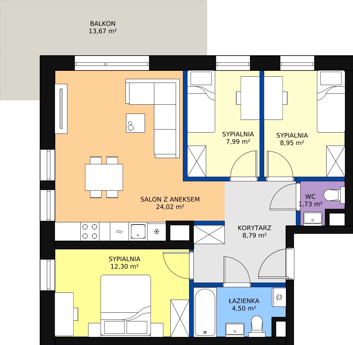 Zalety mieszkania 71.2 m², C10