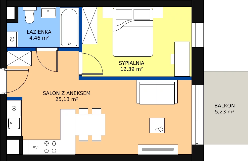 Nowe mieszkanie, 43,51 m², 2 pokoje, parter, oferta nr D8