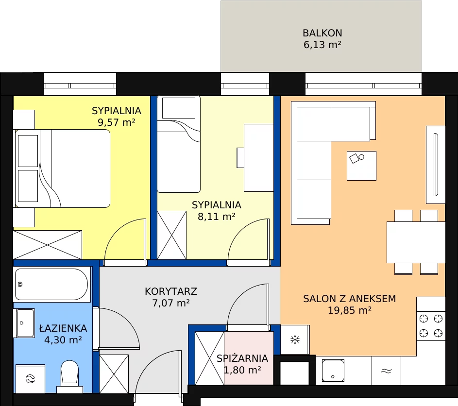 Zalety mieszkania 53.28 m², D71