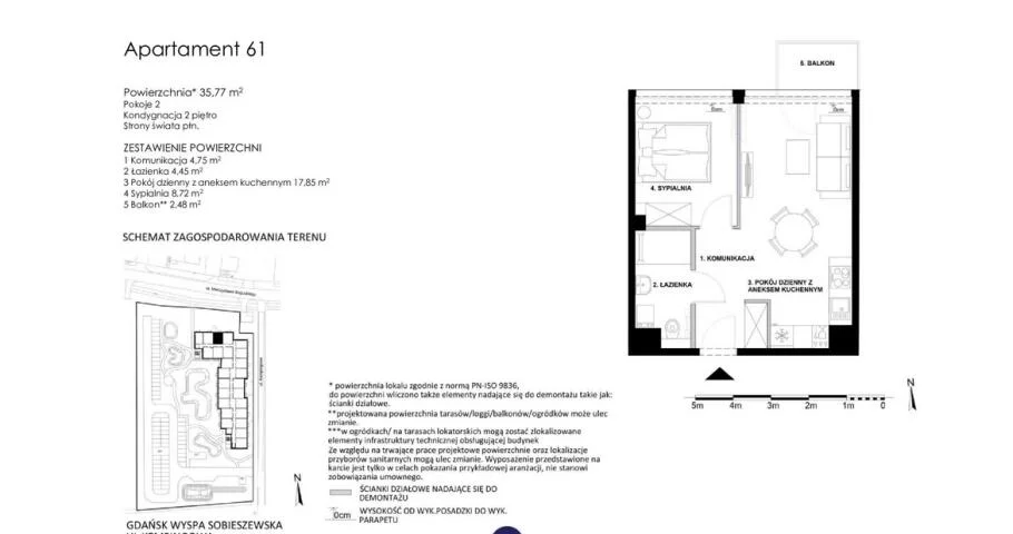 Mieszkanie na sprzedaż, 35,72 m², 2 pokoje, 2 piętro, oferta nr 1