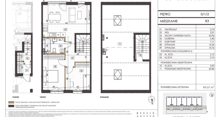 Mieszkanie na sprzedaż, 66,22 m², 3 pokoje, 1 piętro, oferta nr 4