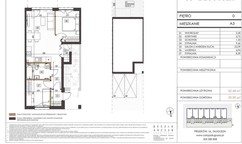 Mieszkanie na sprzedaż, 52,46 m², 3 pokoje, parter, oferta nr 5