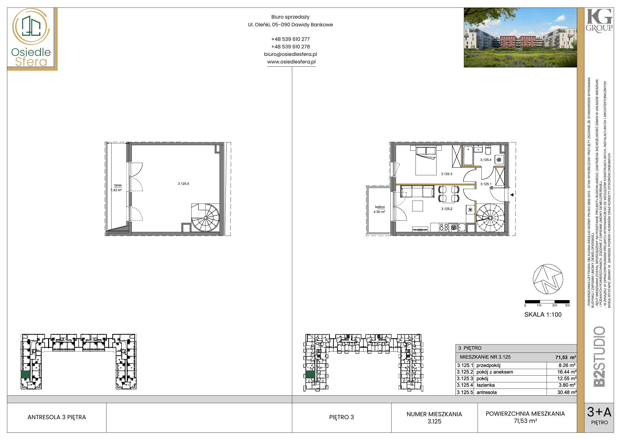 Mieszkanie 71,50 m², piętro 3, oferta nr 125, Osiedle Sfera, Dawidy Bankowe, ul. Oleńki