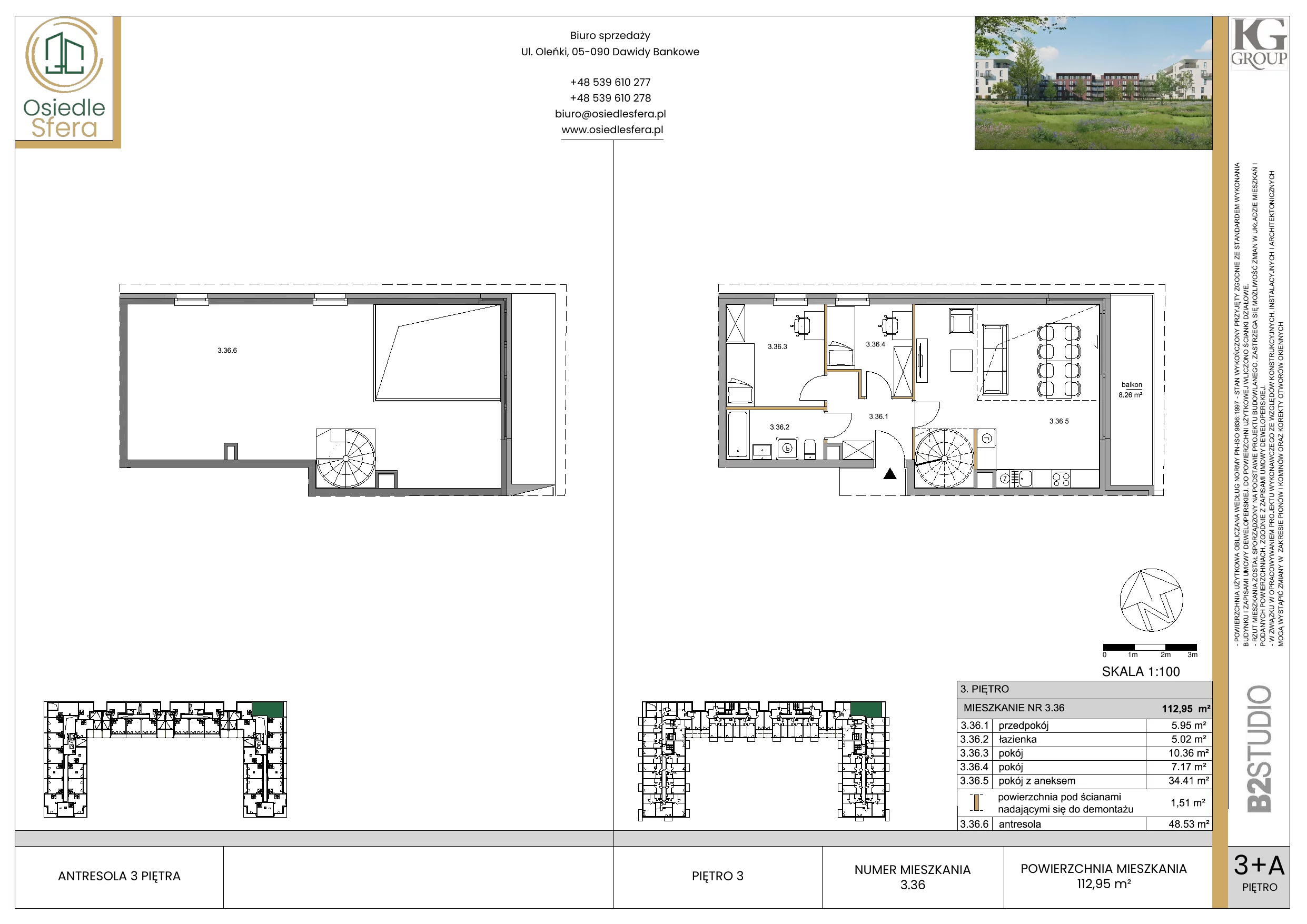 Mieszkanie 112,95 m², piętro 3, oferta nr 36, Osiedle Sfera, Dawidy Bankowe, ul. Oleńki