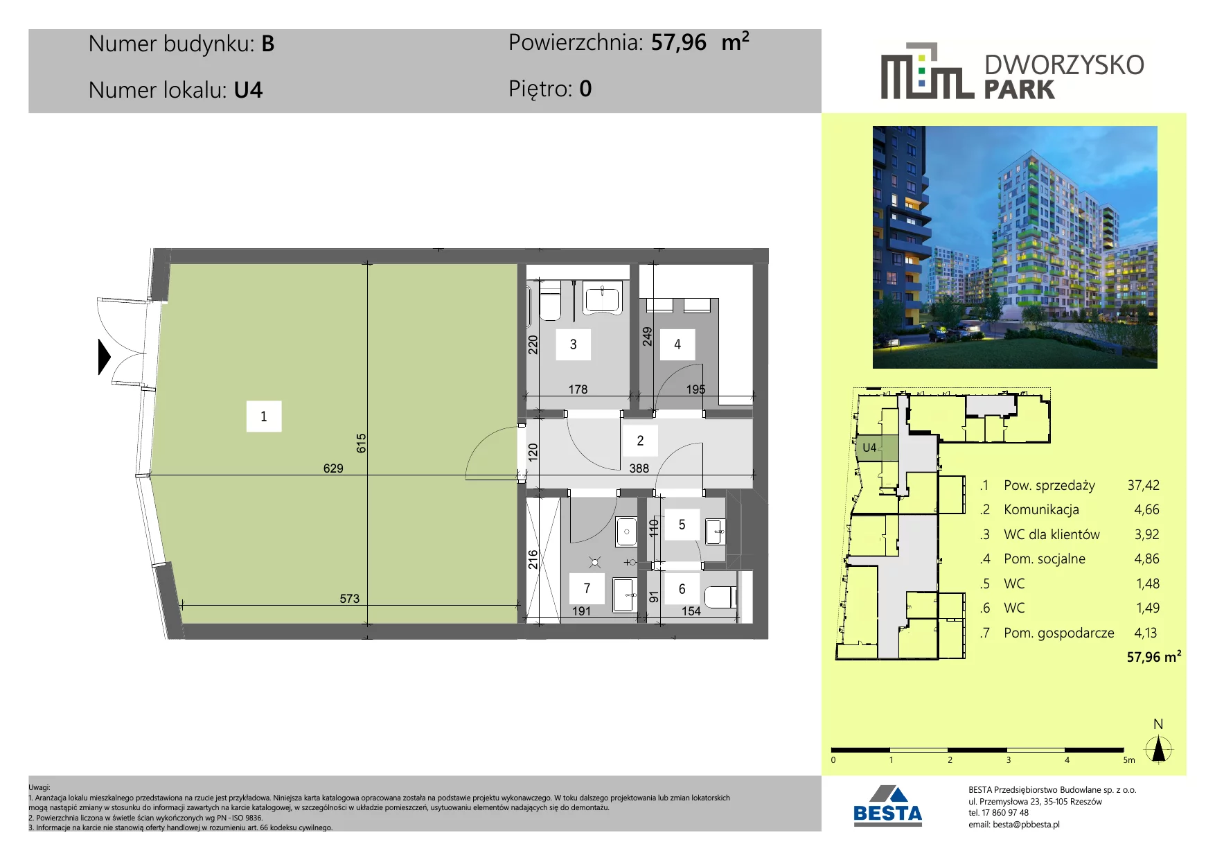 Lokal użytkowy 57,96 m², oferta nr B.U4, Dworzysko Park - lokale użytkowe, Rzeszów, Przybyszówka, ul. Technologiczna