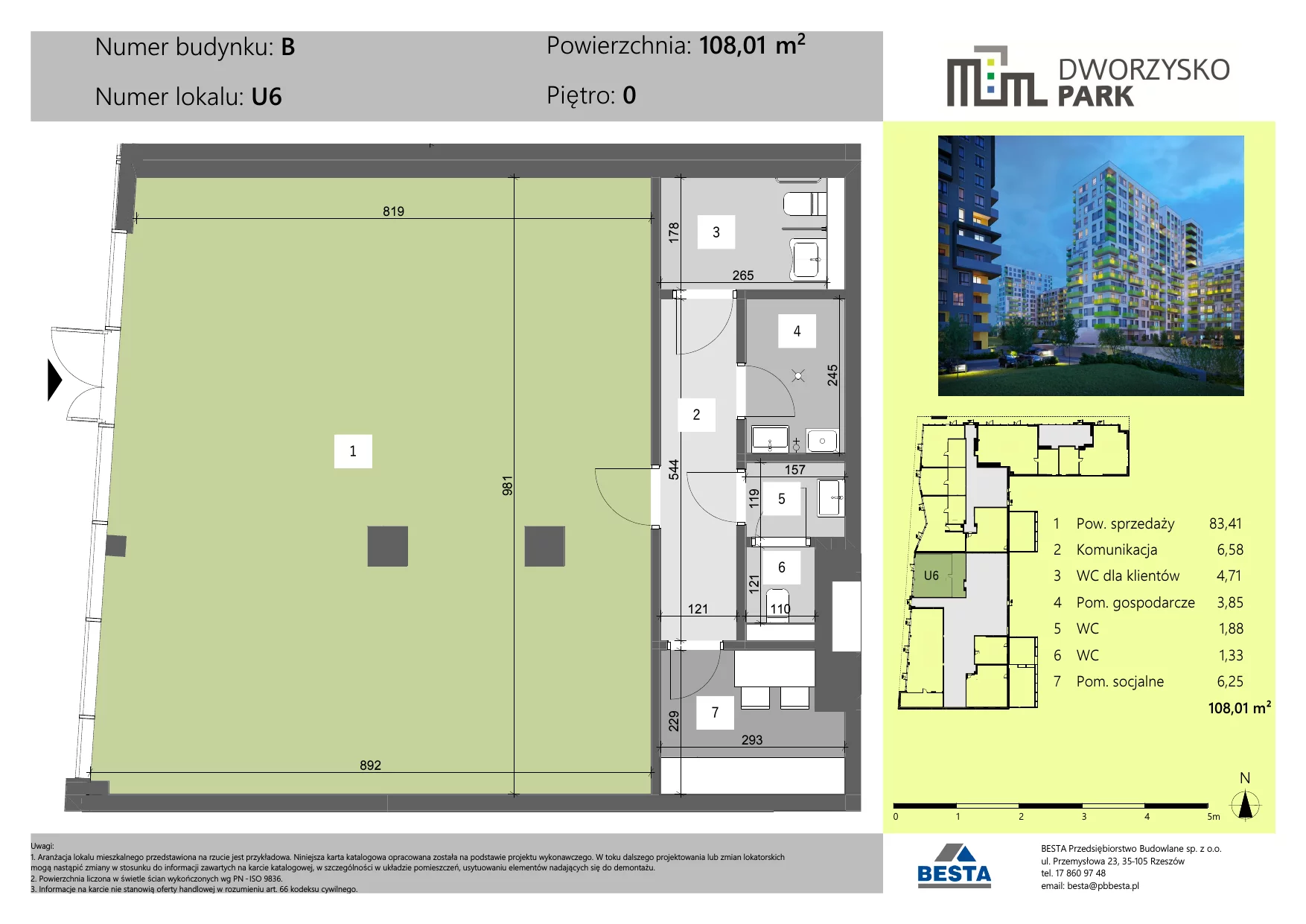 Lokal użytkowy 108,01 m², oferta nr B.U6, Dworzysko Park - lokale użytkowe, Rzeszów, Przybyszówka, ul. Technologiczna