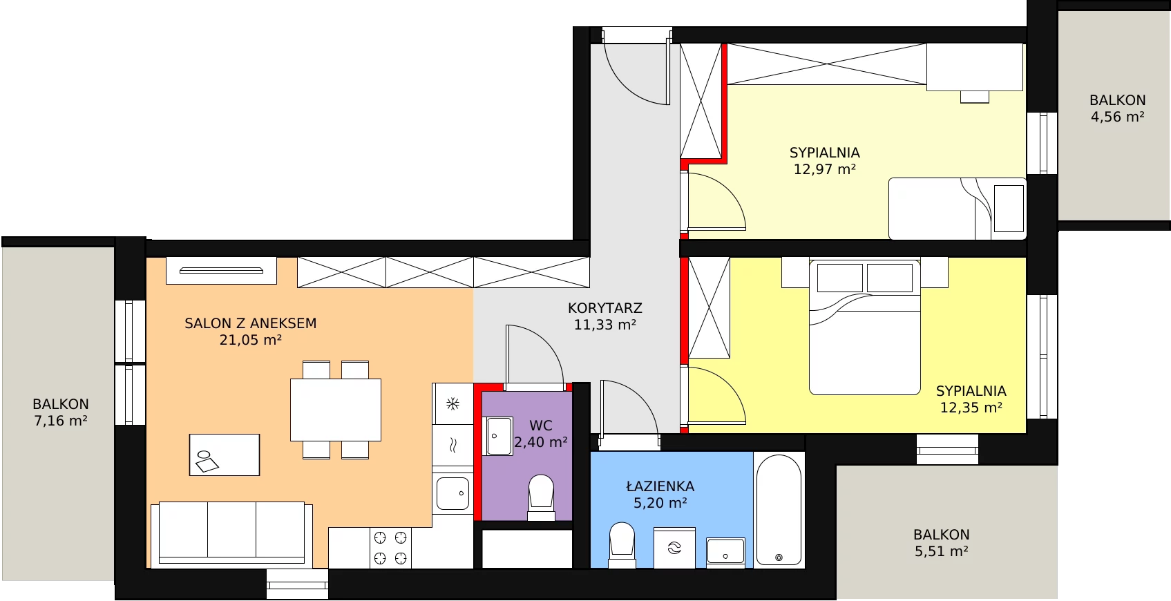 Mieszkanie 65,30 m², piętro 5, oferta nr B/17, Dworzysko Park, Rzeszów, Przybyszówka, ul. Technologiczna