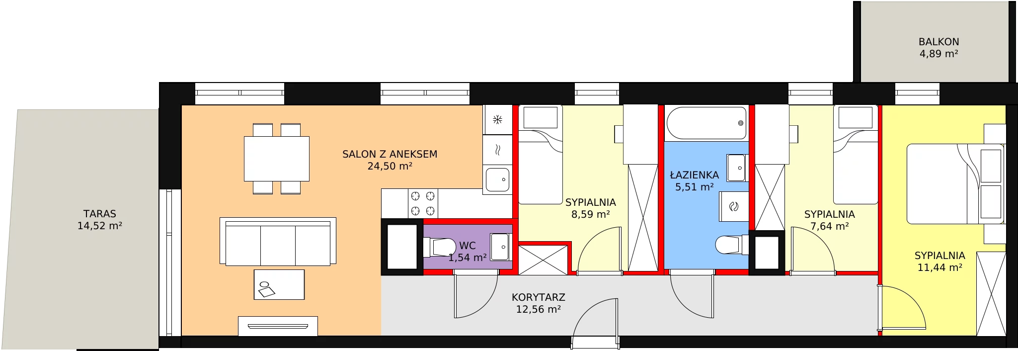 Mieszkanie 71,79 m², piętro 1, oferta nr B/36, Dworzysko Park, Rzeszów, Przybyszówka, ul. Technologiczna