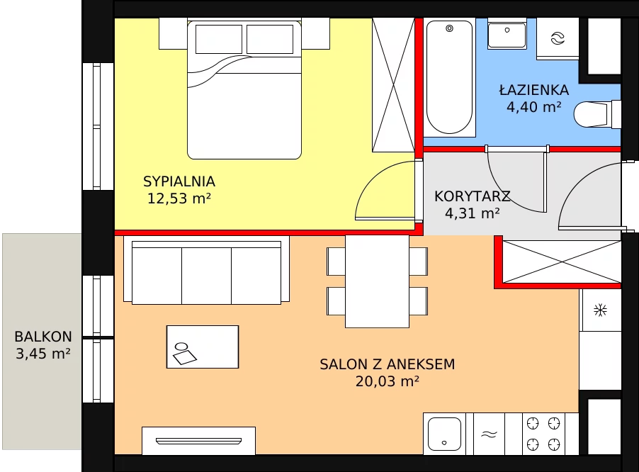 Mieszkanie 41,41 m², piętro 4, oferta nr B/56, Dworzysko Park, Rzeszów, Przybyszówka, ul. Technologiczna