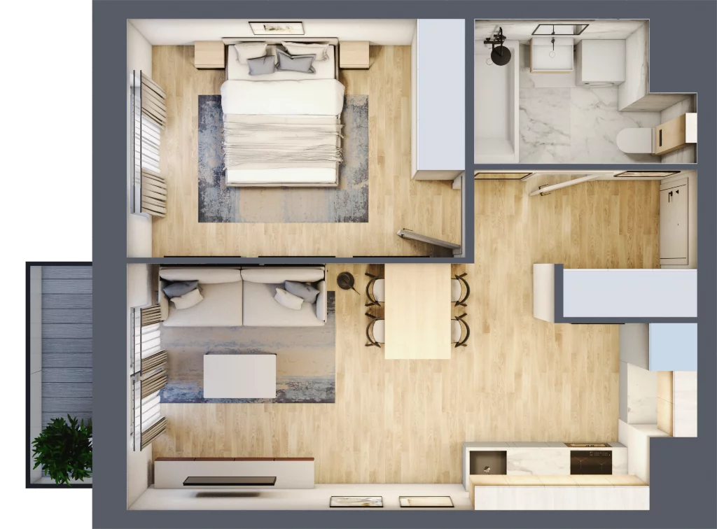 2 pokoje, mieszkanie 41,41 m², piętro 4, oferta nr B/56, Dworzysko Park, Rzeszów, Przybyszówka, ul. Technologiczna