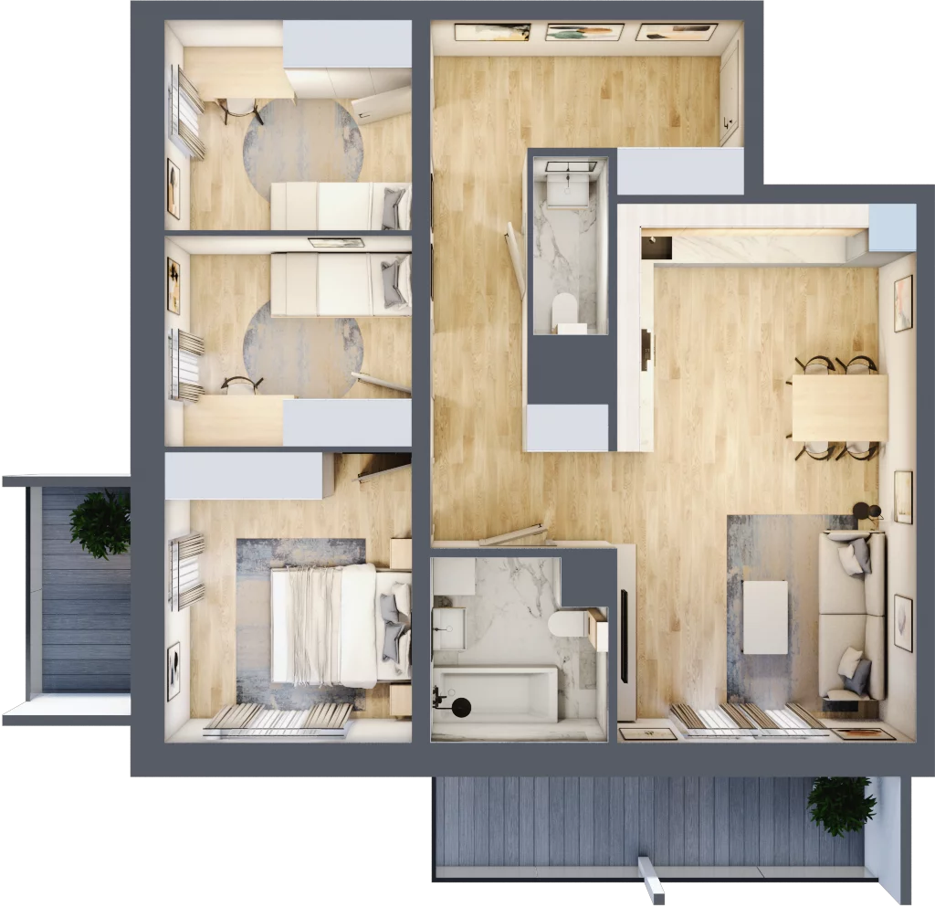 4 pokoje, mieszkanie 75,88 m², piętro 2, oferta nr B/128, Dworzysko Park, Rzeszów, Przybyszówka, ul. Technologiczna