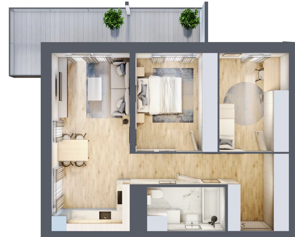 3 pokoje, mieszkanie 63,82 m², piętro 2, oferta nr B/129, Dworzysko Park, Rzeszów, Przybyszówka, ul. Technologiczna