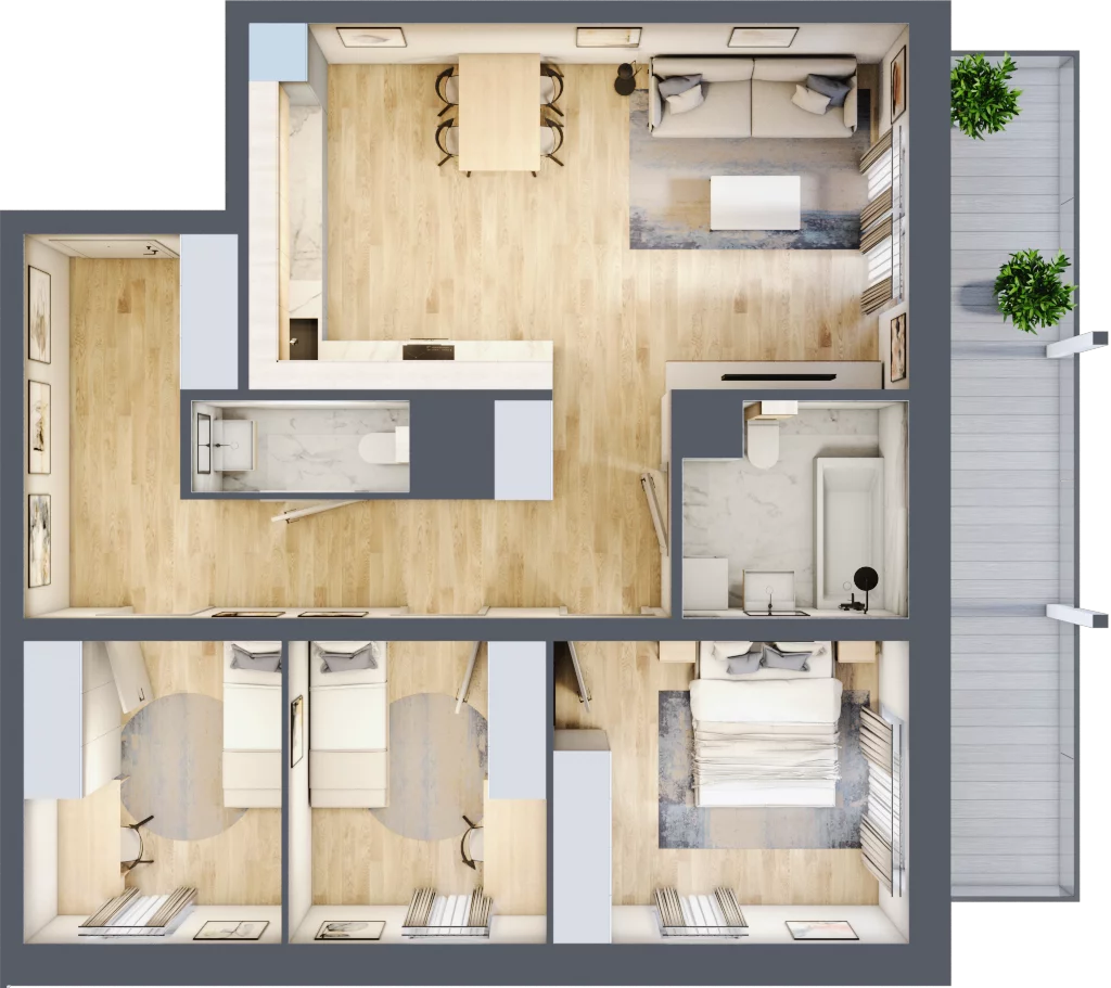 4 pokoje, mieszkanie 75,95 m², piętro 5, oferta nr B/152, Dworzysko Park, Rzeszów, Przybyszówka, ul. Technologiczna