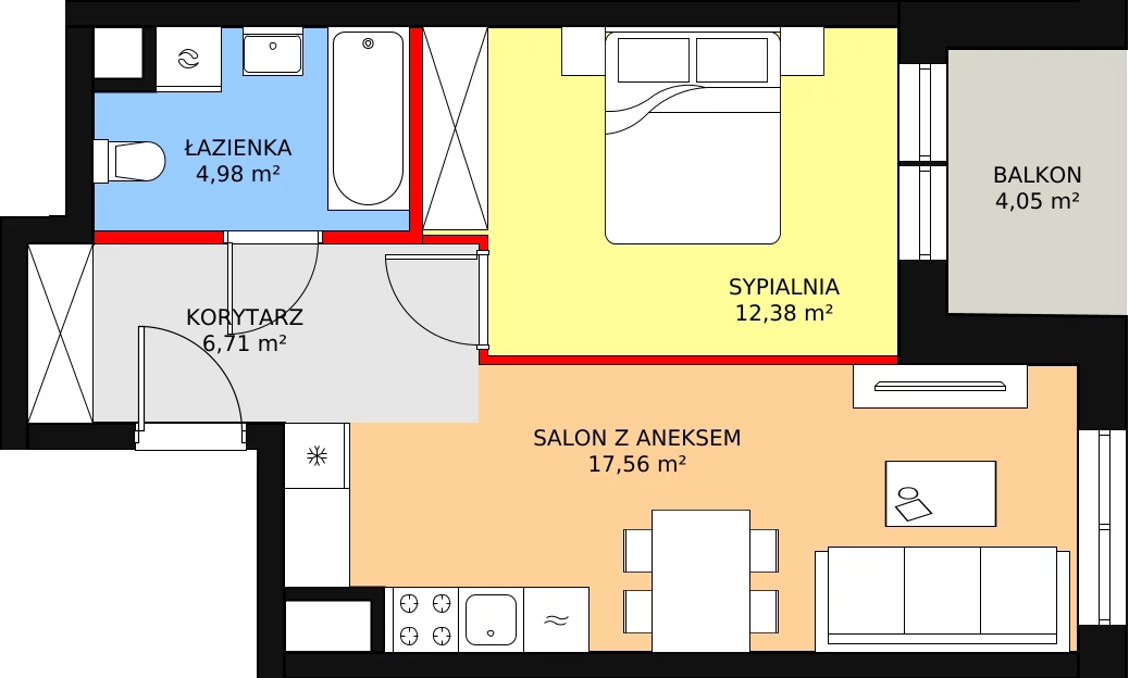 Mieszkanie 42,01 m², piętro 5, oferta nr B/157, Dworzysko Park, Rzeszów, Przybyszówka, ul. Technologiczna