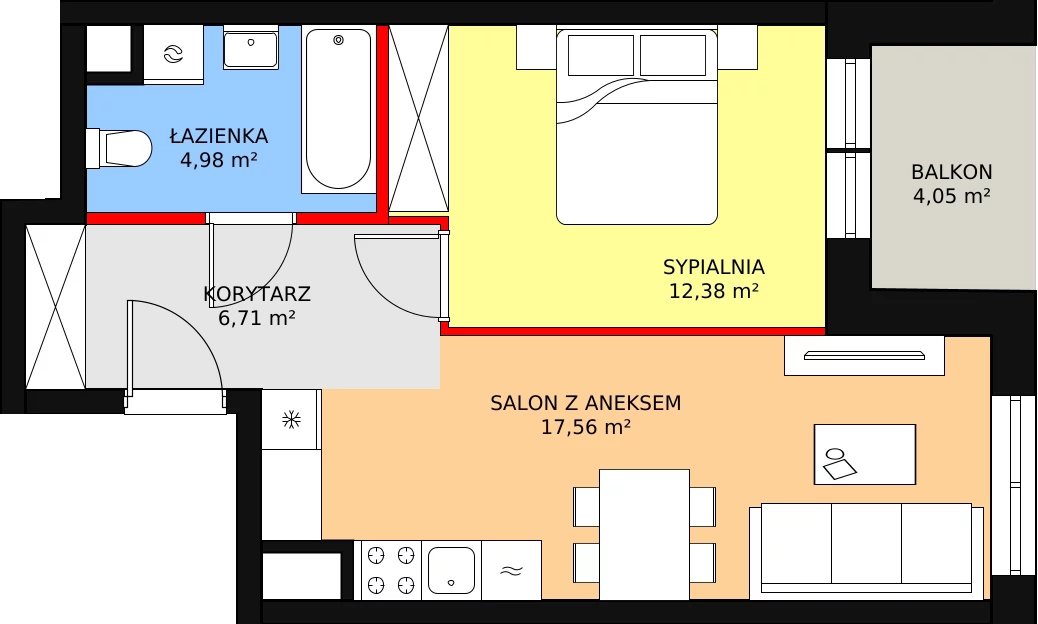 Mieszkanie 41,95 m², piętro 6, oferta nr B/165, Dworzysko Park, Rzeszów, Przybyszówka, ul. Technologiczna