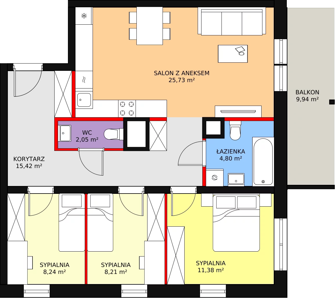 Mieszkanie 76,04 m², piętro 7, oferta nr B/168, Dworzysko Park, Rzeszów, Przybyszówka, ul. Technologiczna