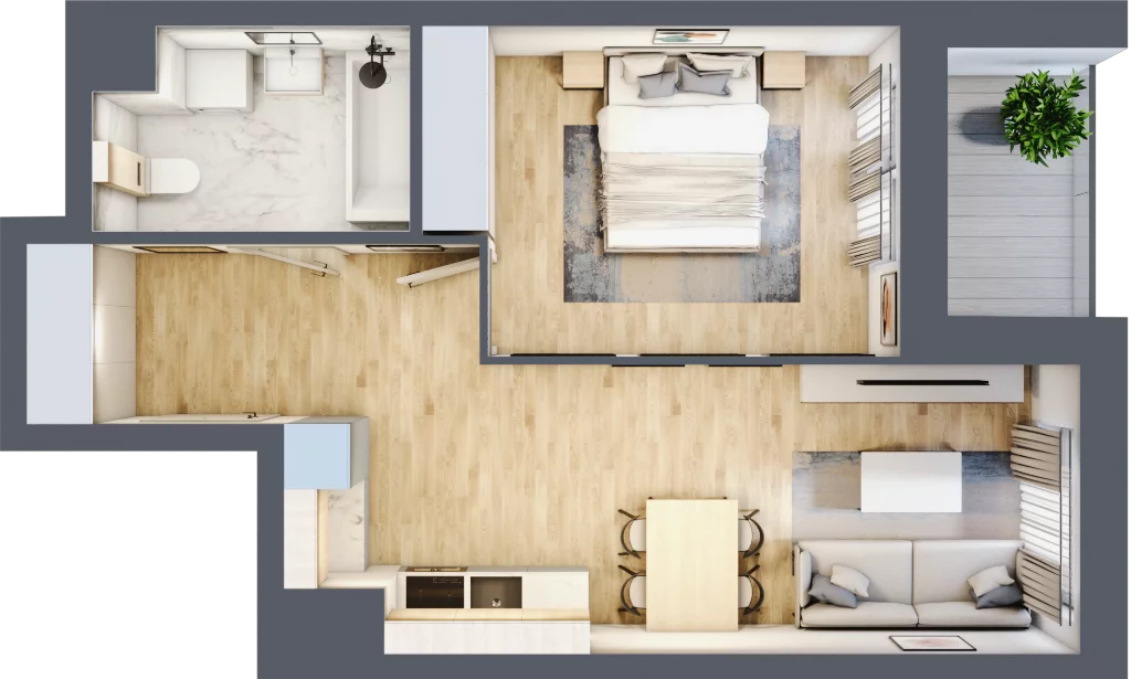 2 pokoje, mieszkanie 41,94 m², piętro 7, oferta nr B/173, Dworzysko Park, Rzeszów, Przybyszówka, ul. Technologiczna