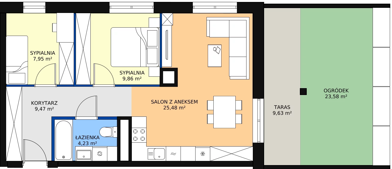 Zalety mieszkania 56.99 m², D/001
