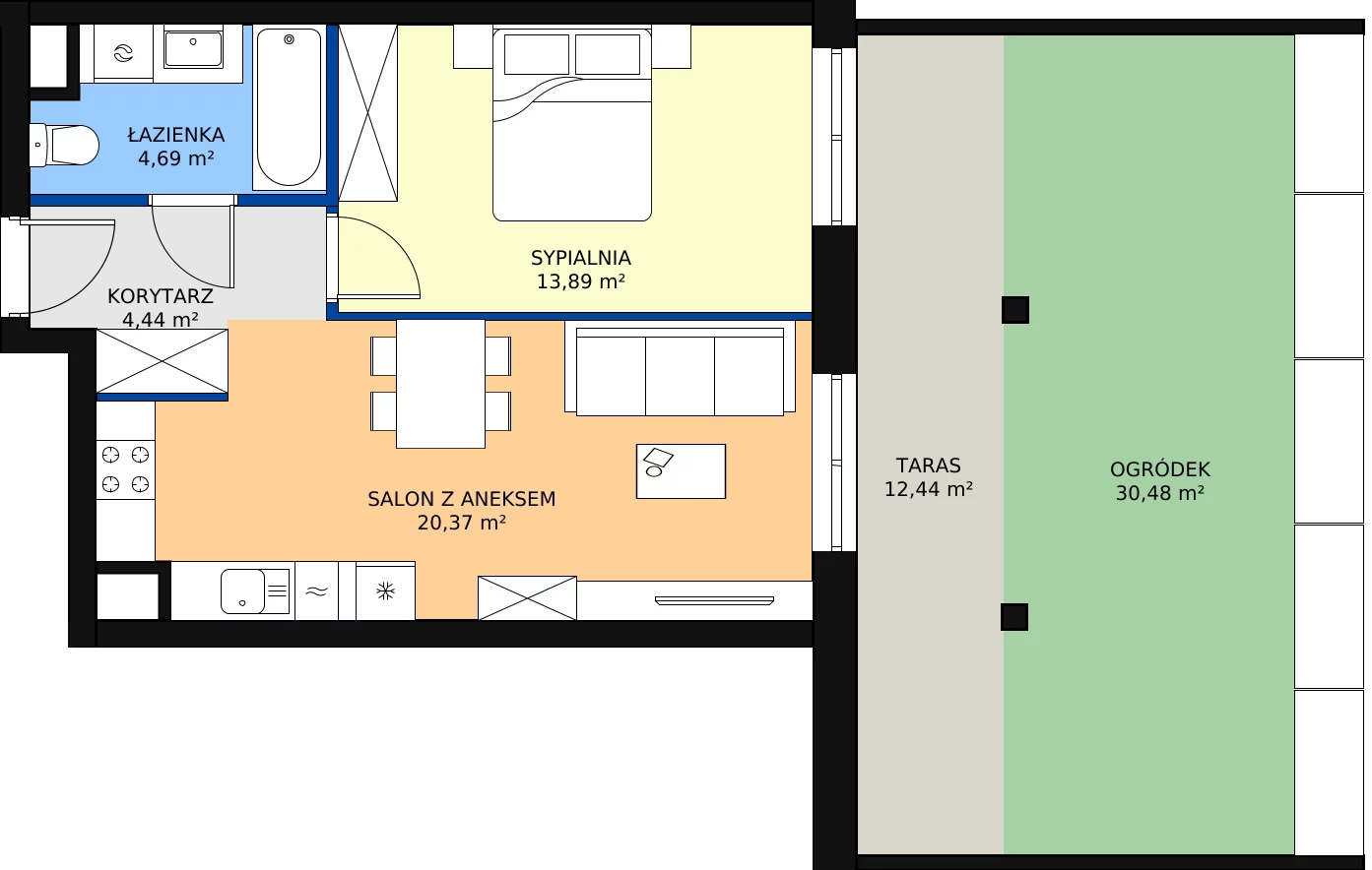 Zalety mieszkania 43.39 m², D/002