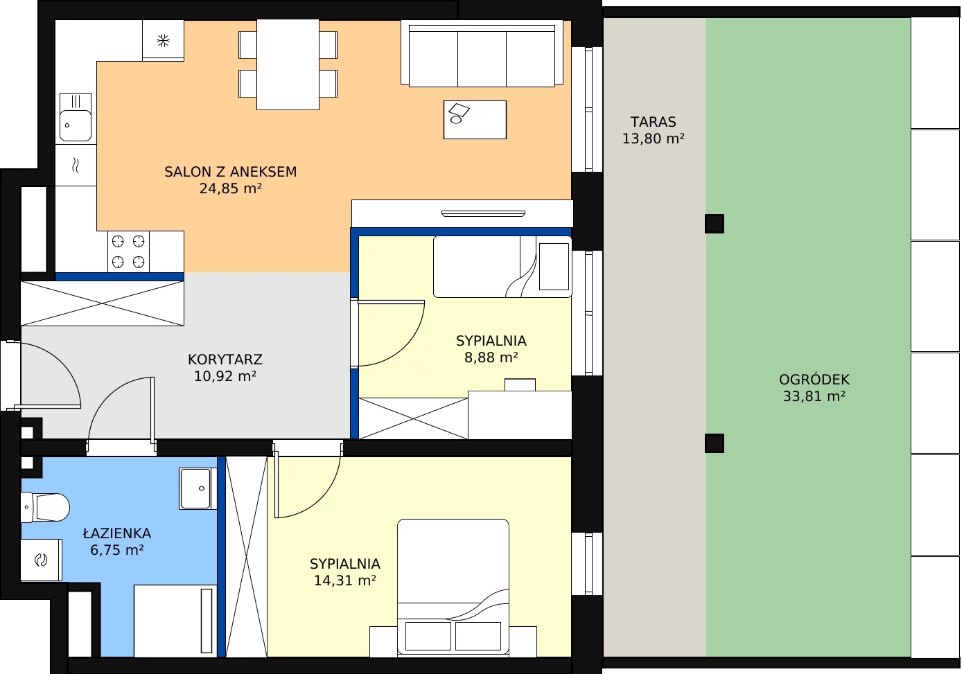 Zalety mieszkania 65.83 m², D/003
