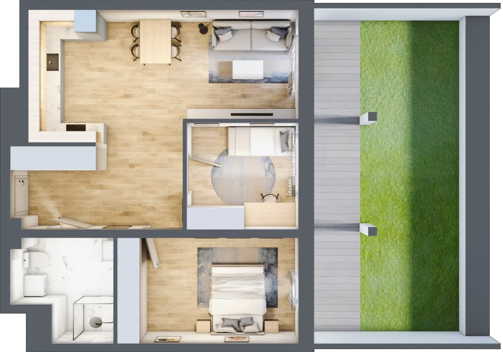 3 pokoje, mieszkanie 65,83 m², parter, oferta nr D/003, Dworzysko Park, Rzeszów, Przybyszówka, ul. Technologiczna